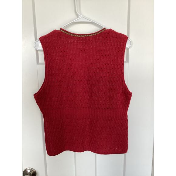 I.V.Y Collectibles Women's Hand Embroidered Sweater Vest Garnet Red Size XL - Picture 6 of 10